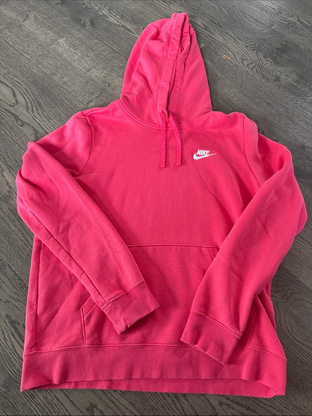 Nike Women's Hot Pink Hoodie with White Logo